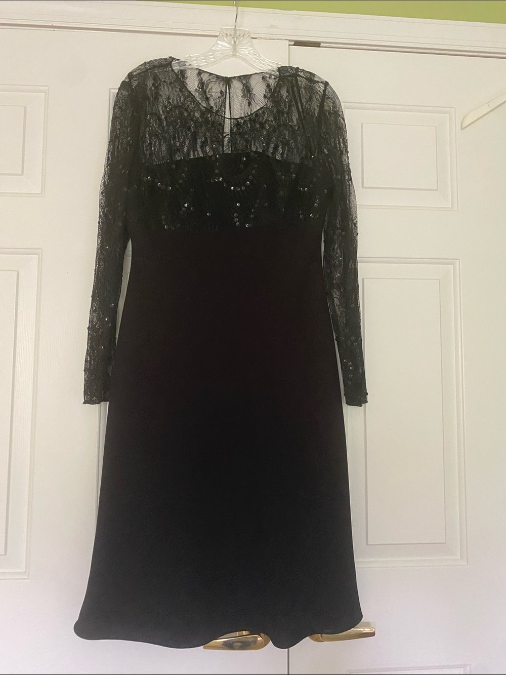 Jones New York Black Lace-Detail Long Sleeve Dress - size 12